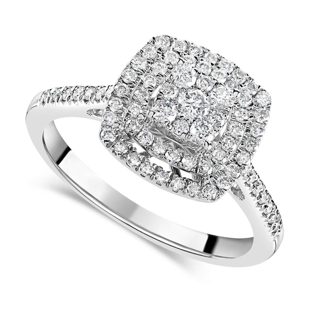 9ct White Gold 0.50ct Diamond Cluster Halo Ring