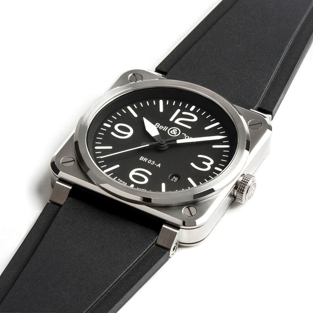 Bell & Ross BR 03 Automatic 41mm Black Steel Rubber Strap Watch image number 2