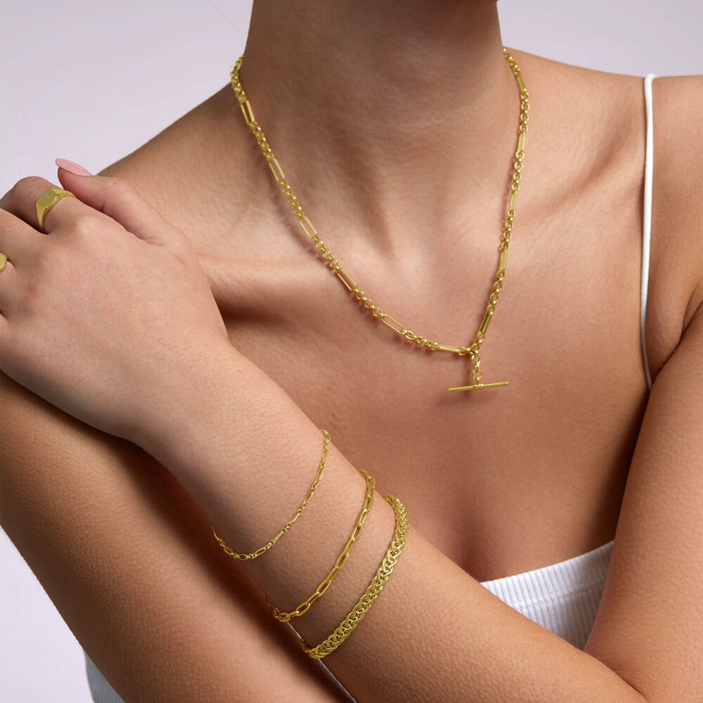 9ct Yellow Gold Diamond Cut Fig Belcher Bracelet image number 5