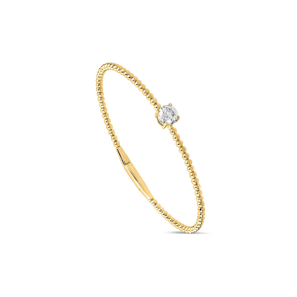 Born Granules 9ct Yellow Gold Lab Grown 1.00ct Round Diamond Beaded Bangle