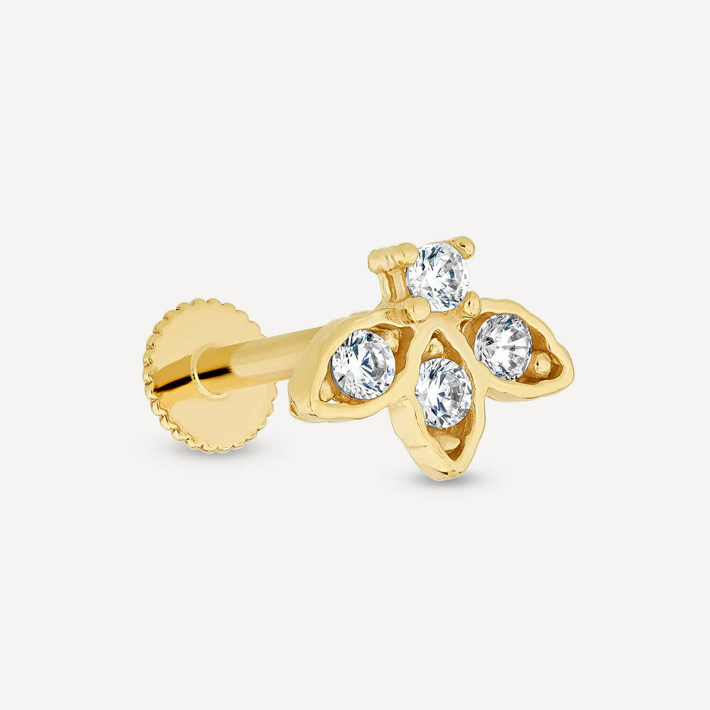 9ct Yellow Gold Cubic Zirconia Bee Single Stud Earring image number 1