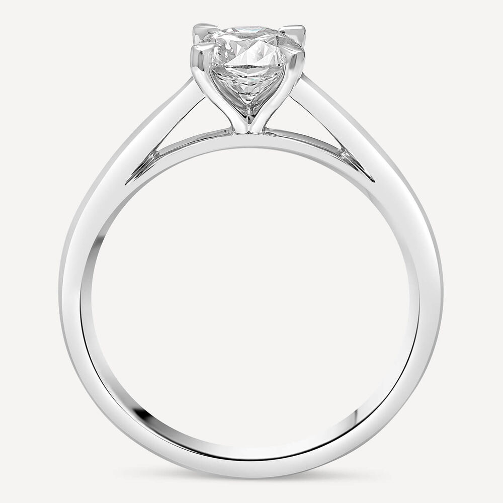 Platinum 0.71ct Round Diamond Four Claw Solitaire Ring image number 2
