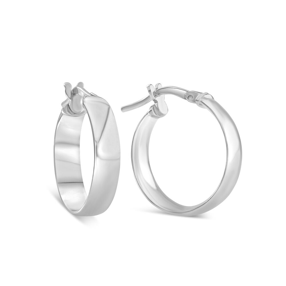 Sterling Silver Plain Polished Hoop Earrings image number 1