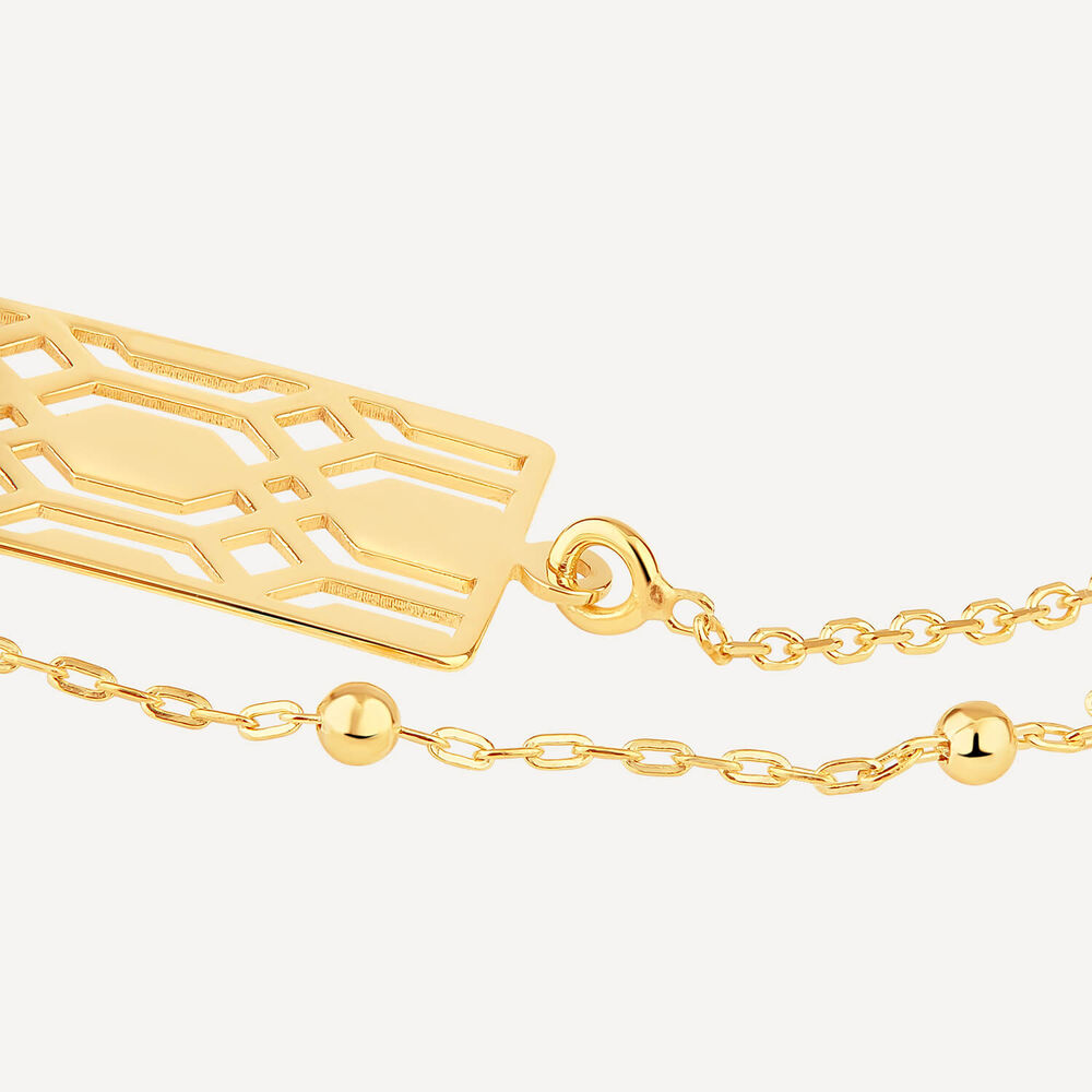 9ct Yellow Gold Milan Filigree Rectangular Disc Double Chain Bracelet image number 2