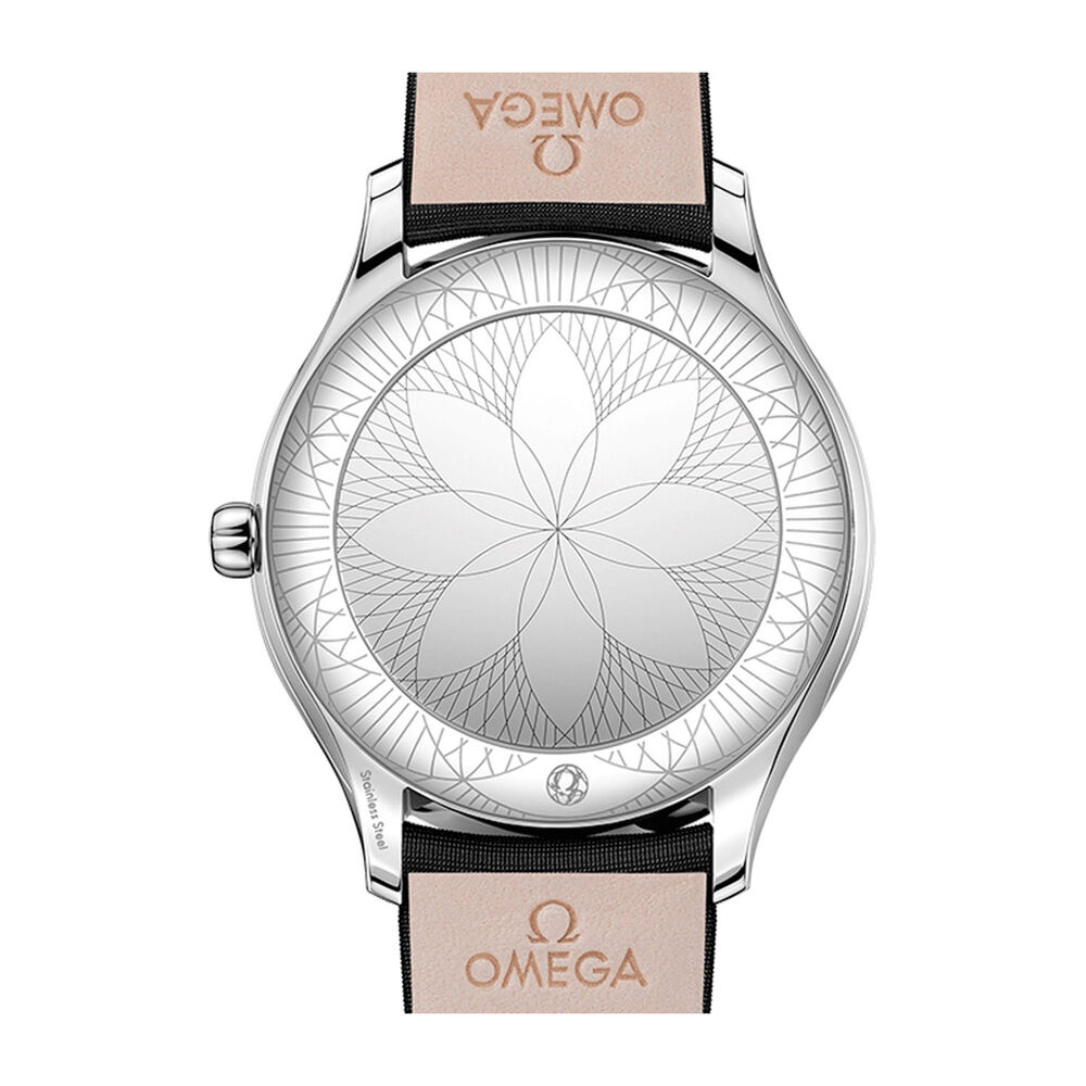 Omega Tresor Diamond Casing Black Dial Fabric Strap Ladies' Watch