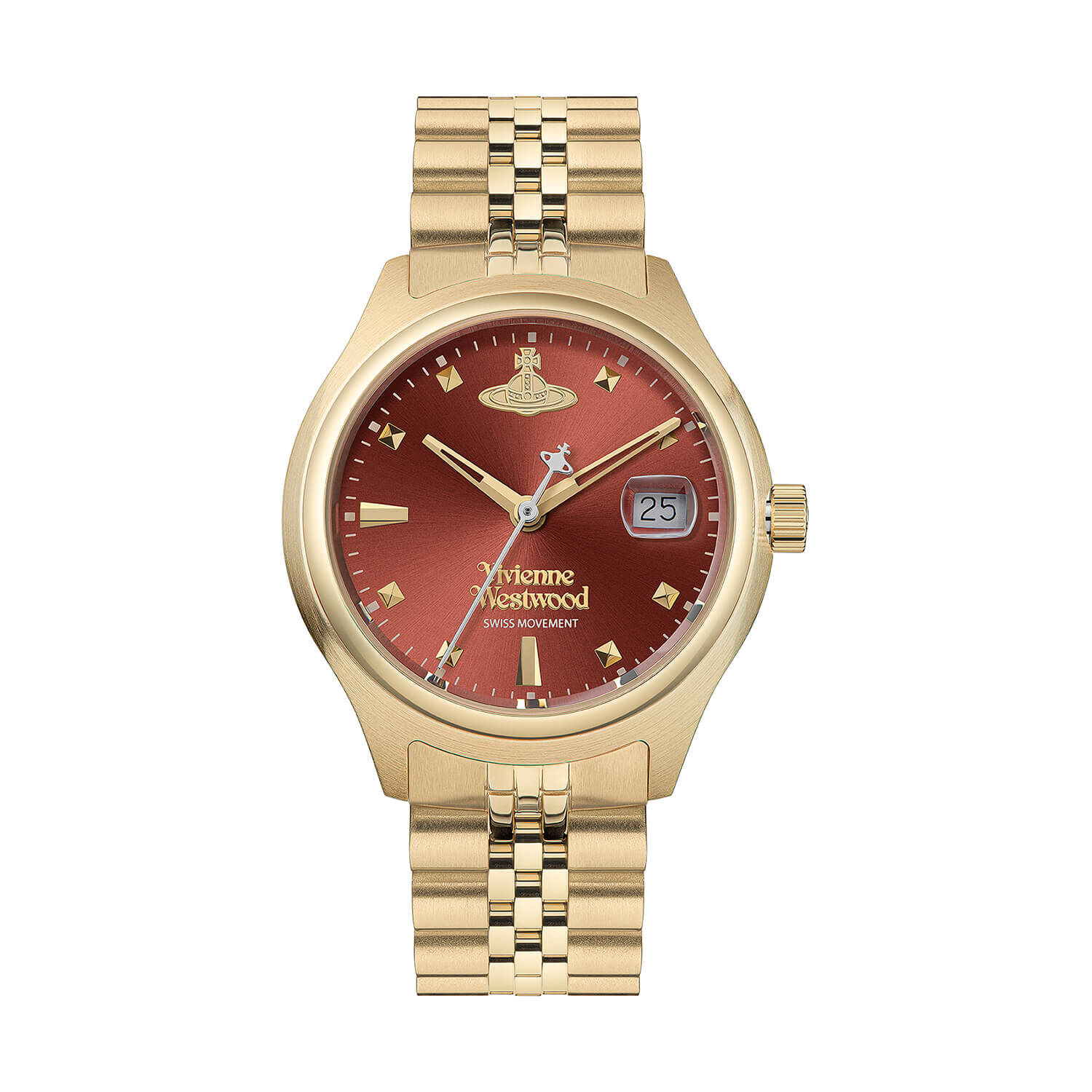 VW Little Camberwell 29mm Red Dial Gold Steel Bracelet Watch