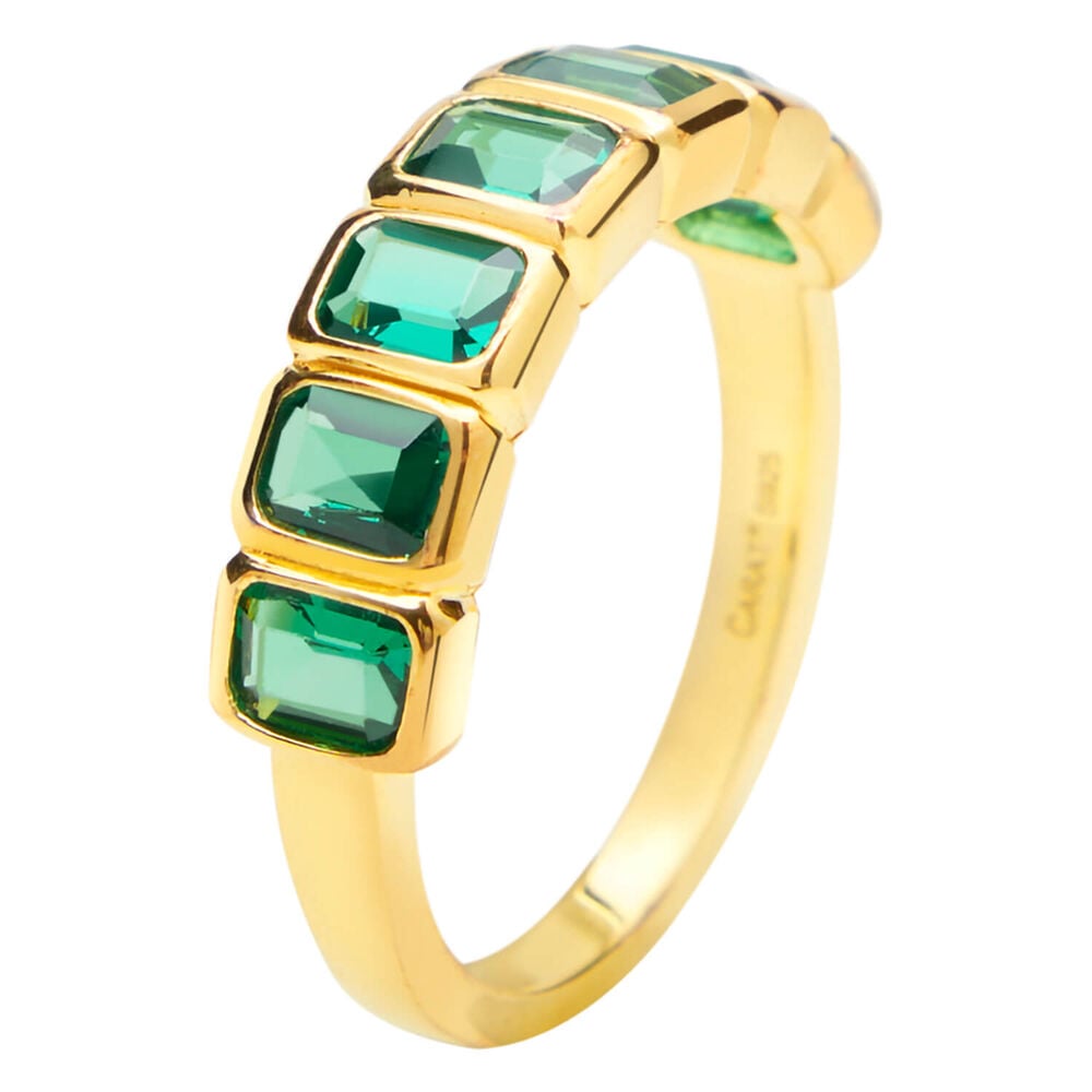 CARAT* London Cassidy Yellow Gold Vermeil Emerald Ring (Size 5) image number 1