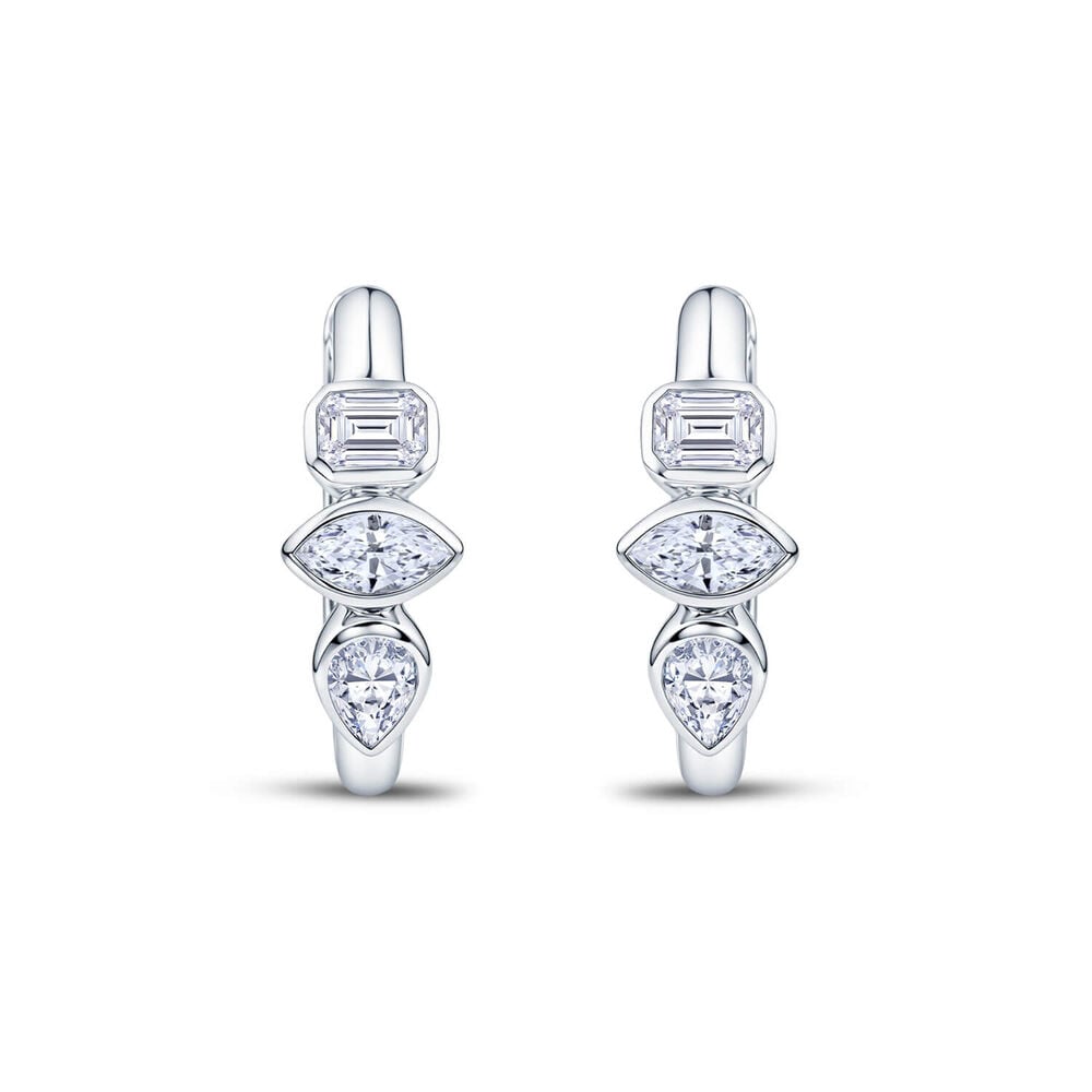 Born Contour 9ct White Gold 0.30ct Lab Grown Mixed Shape Diamond Huggie Earrings