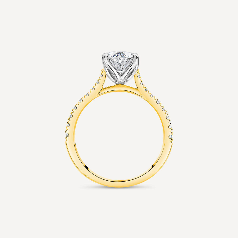 Born 18ct Yellow Gold Lab Grown 1.70ct Oval & Diamond Sides Ring image number 3