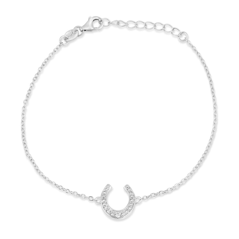 Sterling Silver Cubic Zirconia Horseshoe Bracelet image number 0