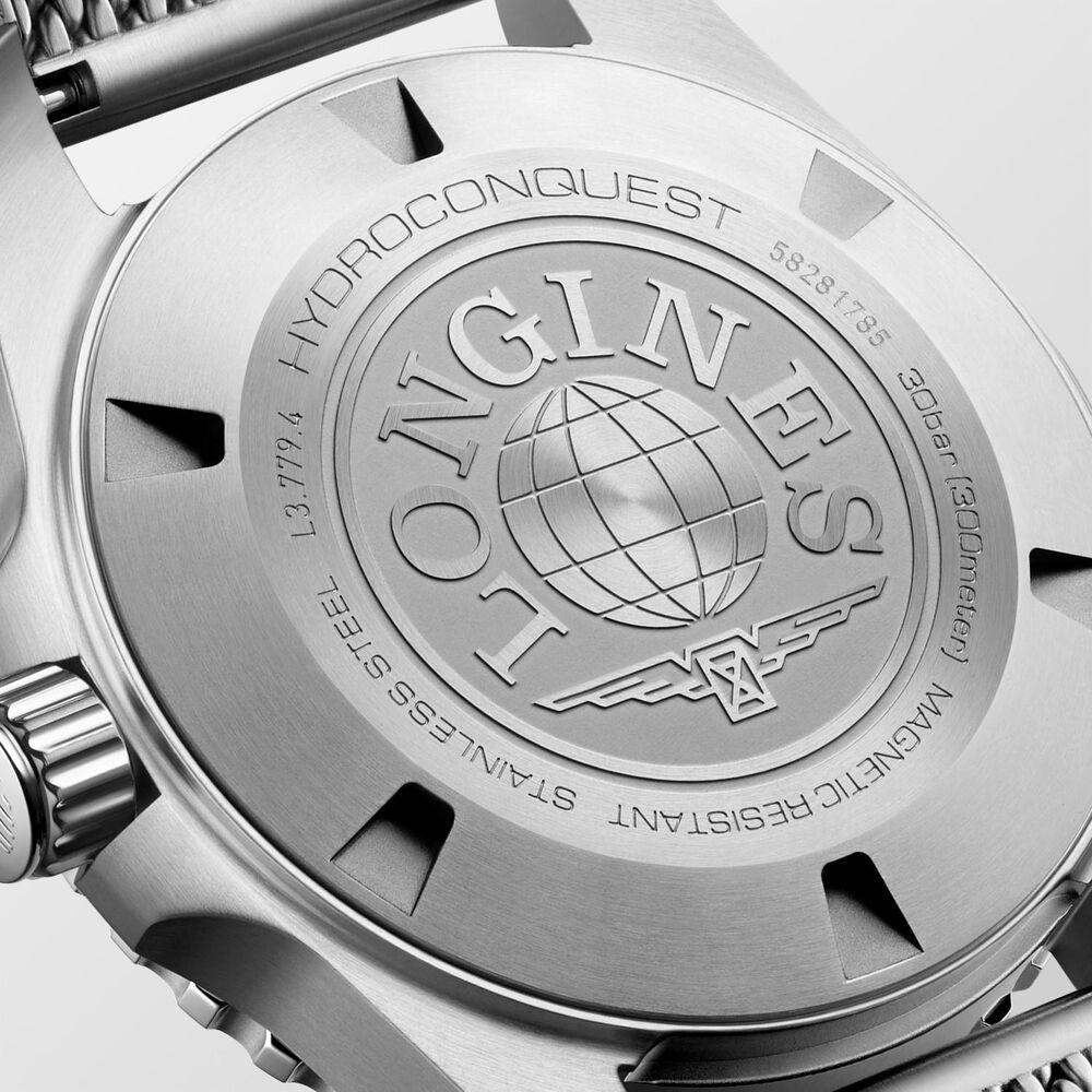 Longines HydroConquest 39mm Black Dial & Bezel Steel Mesh Bracelet Watch