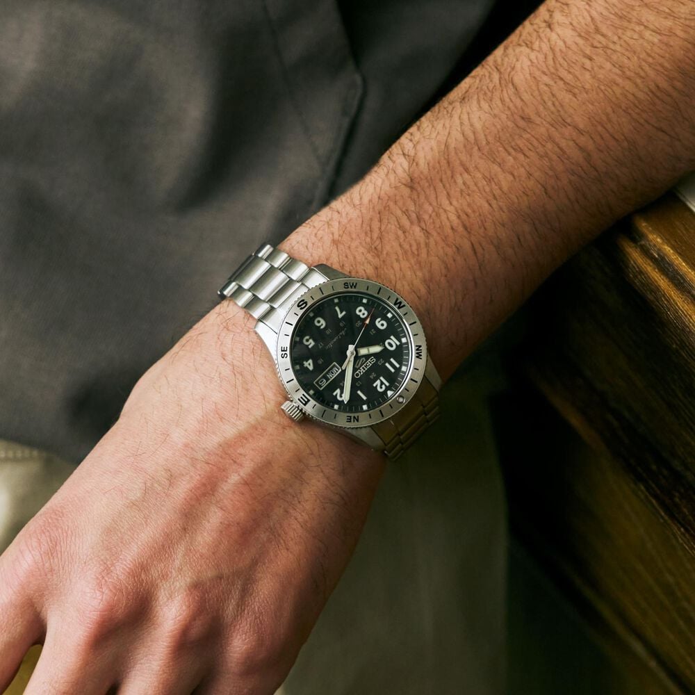 Seiko 5 Sports Field Camo Black 41mm Dial Stainless Steel Bracelet Watch