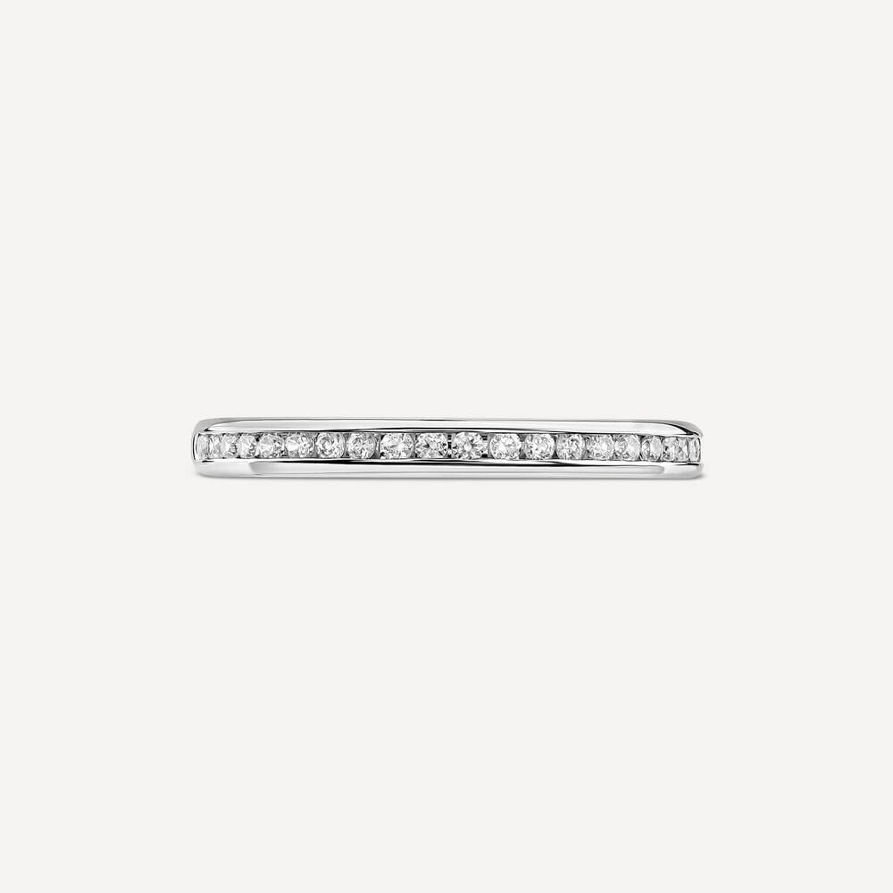 18ct White Gold 2mm 0.10ct Diamond Round Channel Set Wedding Ring