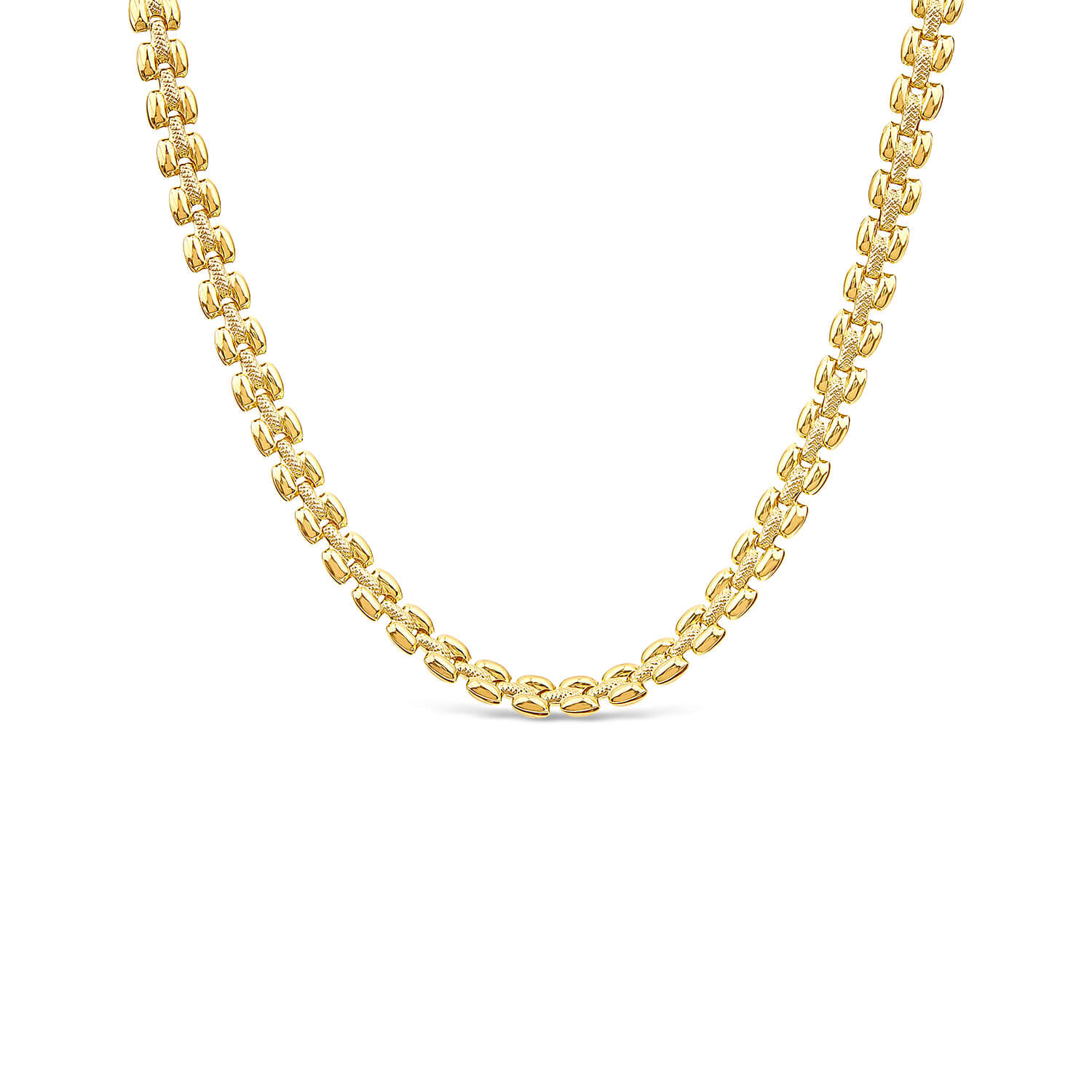 Silver Yellow Gold Plated Brick Link Necklet