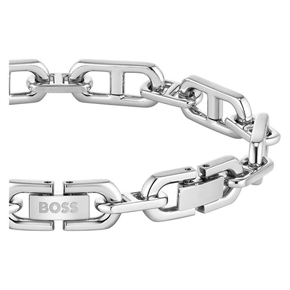 BOSS Kode Brushed & Polished Chain Steel Bracelet image number 2