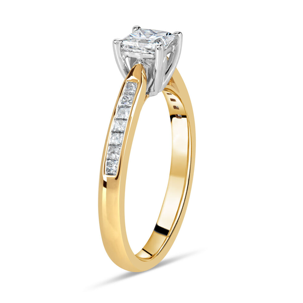 18ct Yellow Gold 0.75ct Princess Diamond Tulip Setting Ring image number 3