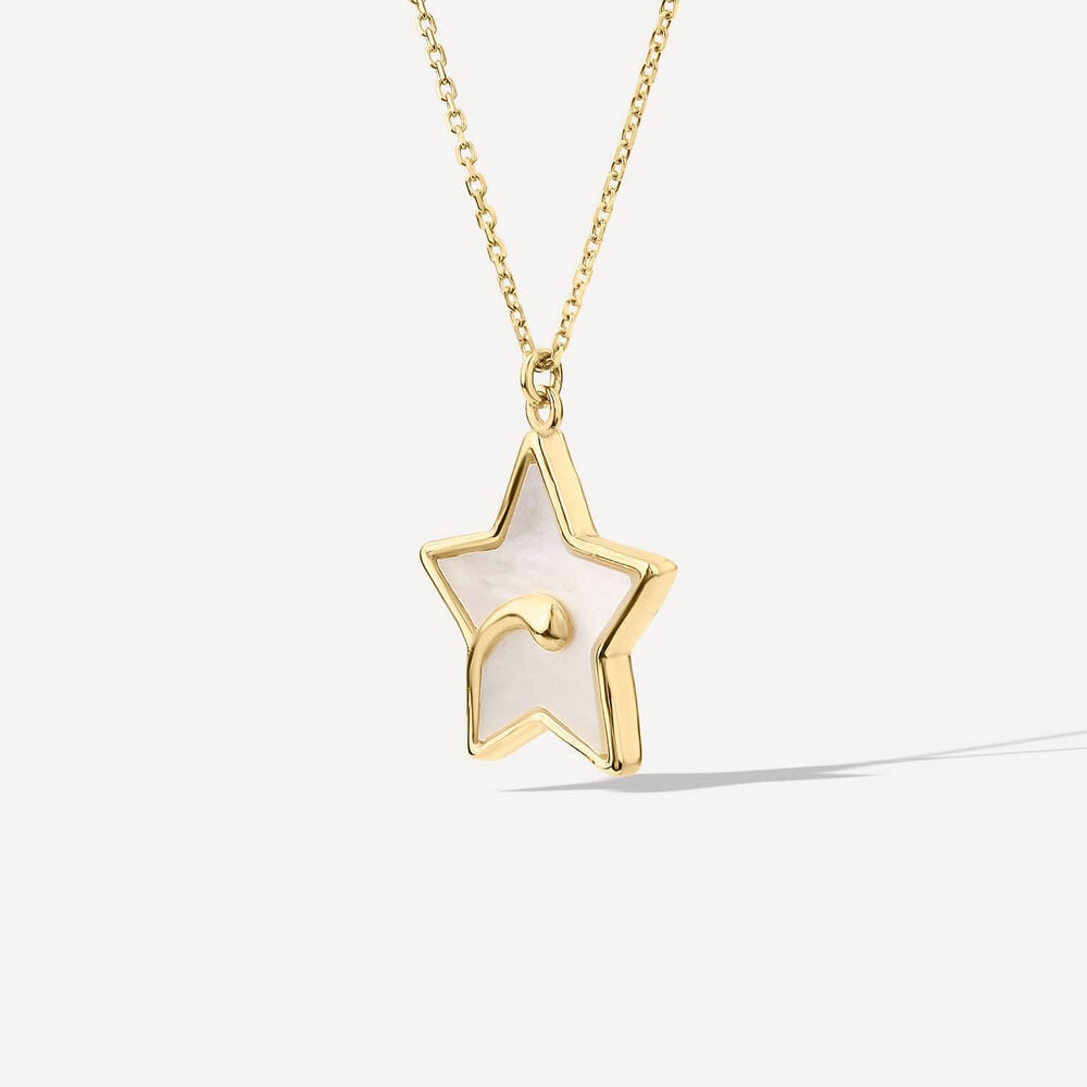 9ct Yellow Gold Mother of Pearl Star Necklet image number 1