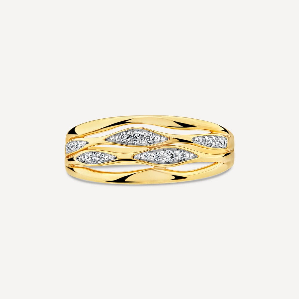9ct Yellow Gold 0.10ct Diamond Set Weave Dress Ring image number 1