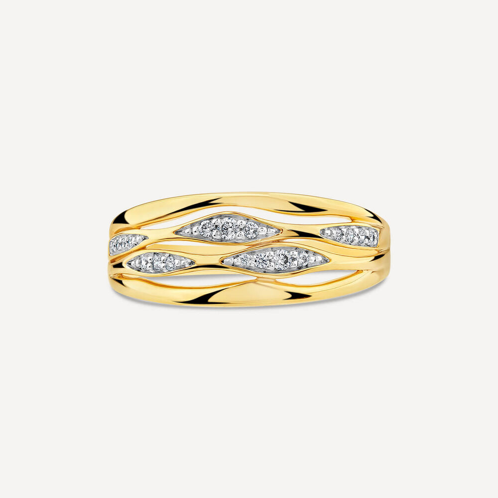 9ct Yellow Gold 0.10ct Diamond Set Weave Dress Ring