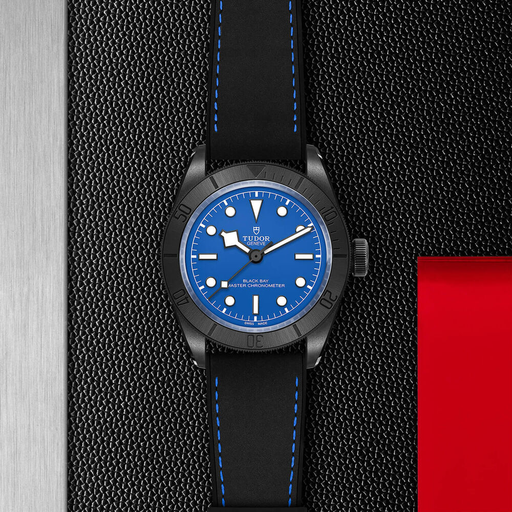 TUDOR Black Bay Ceramic 41mm Blue Dial Black Leather Strap Watch image number 3