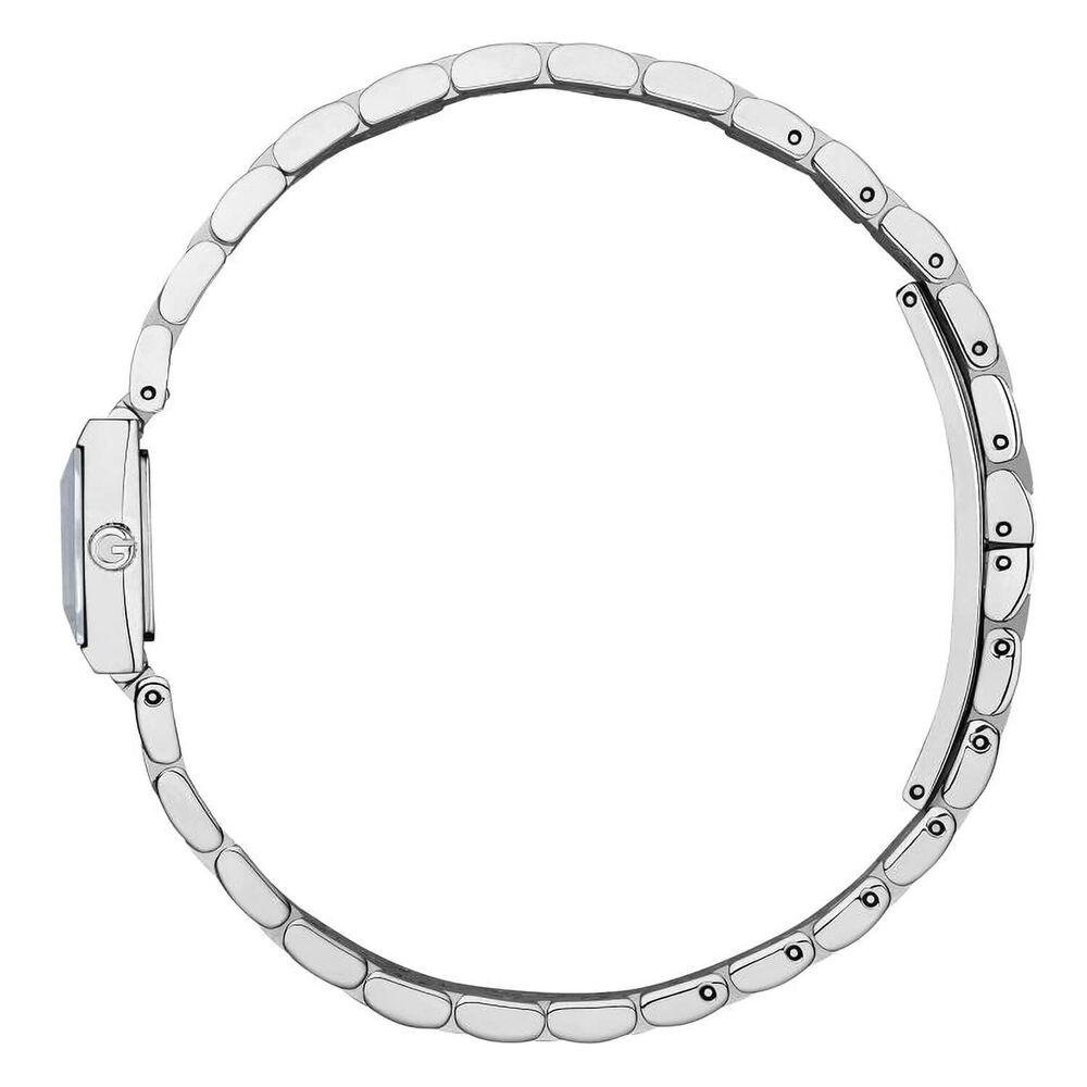 Gucci Square G-Frame Black Three Diamonds Dial Steel Bracelet Watch image number 2