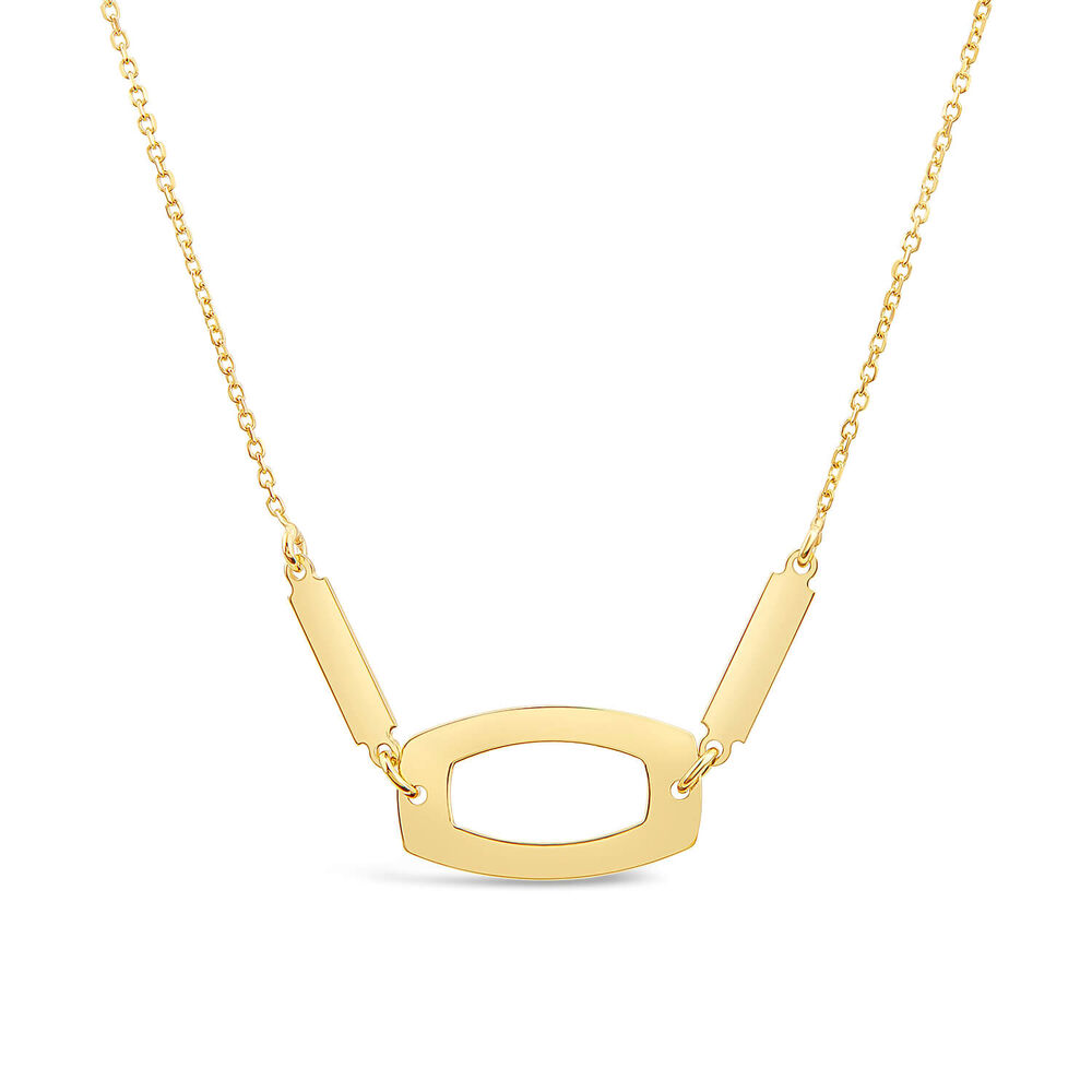 9ct Yellow Gold Polished Open Oval & Bar Chain Necklet image number 0