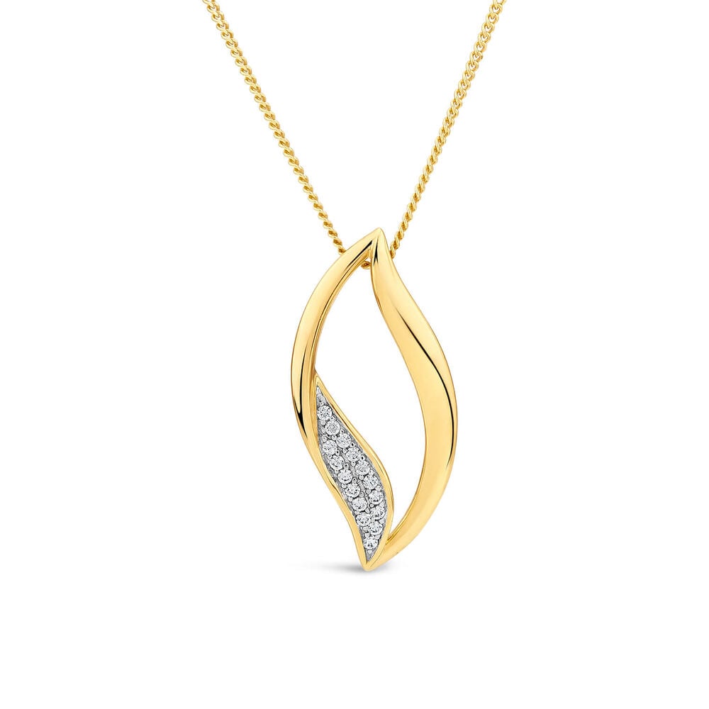 9ct Yellow Gold Open Diamond Flame Pendant