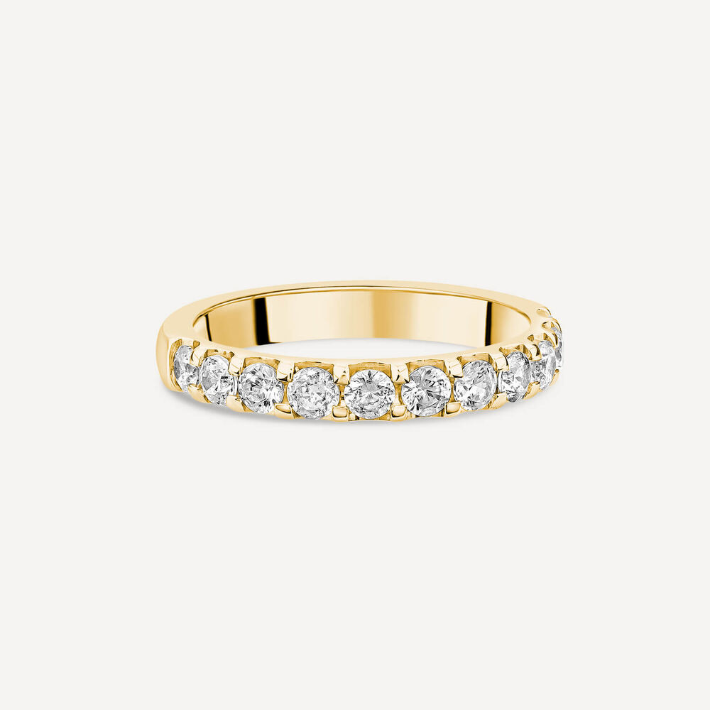 9ct Yellow Gold 3mm 0.75ct Diamond Split Claw Wedding Ring- (Special Order) image number 2