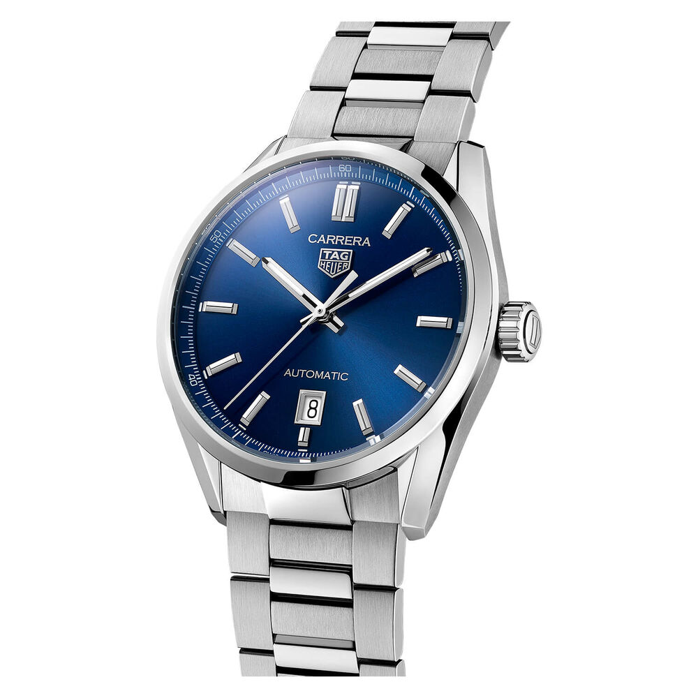 TAG Heuer Carrera 39mm Blue Dial Calibre 5 Steel Case Bracelet Watch