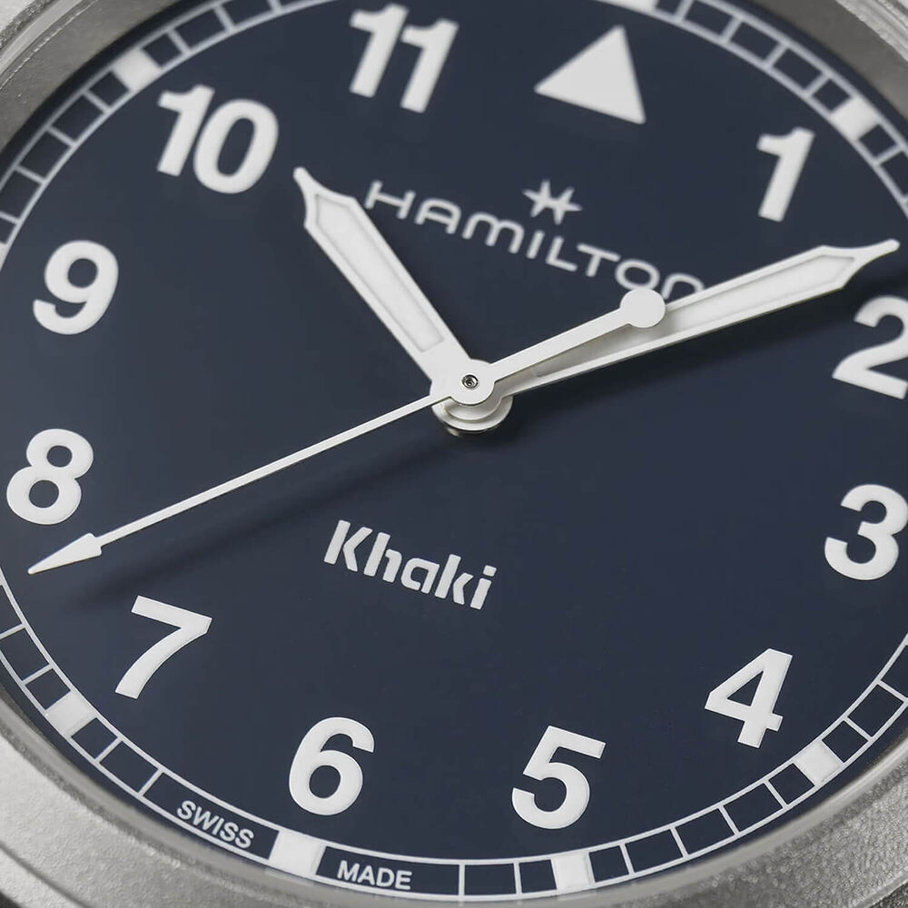 Hamilton Khaki Field Quartz 38mm Blue Dial Steel Case Blue Strap Watch image number 3