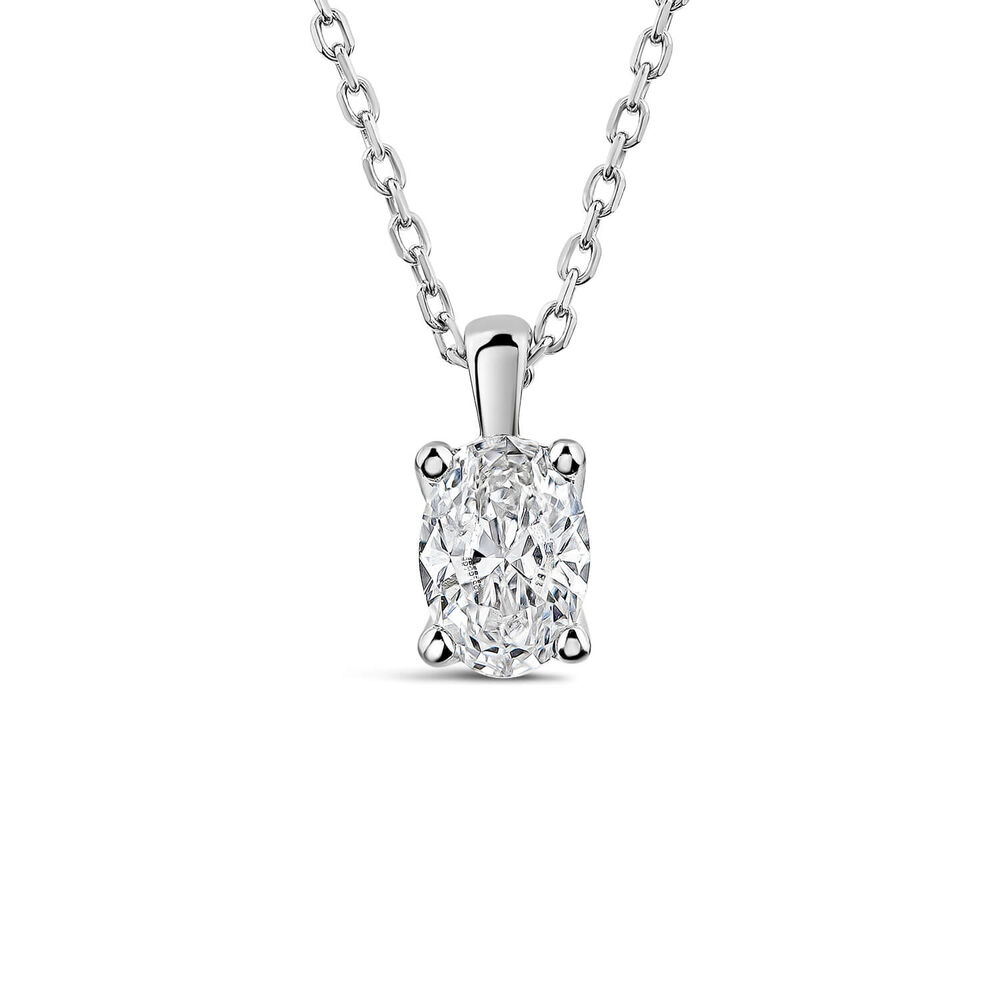 Born 9ct White Gold Lab Grown 0.30ct Diamond Oval Pendant