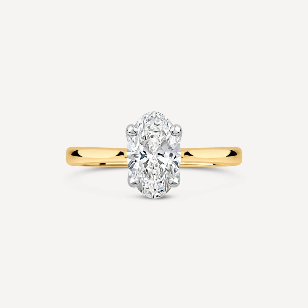 Born 18ct Yellow Gold Lab Grown 1.50ct Solitaire Oval Diamond Ring image number 1