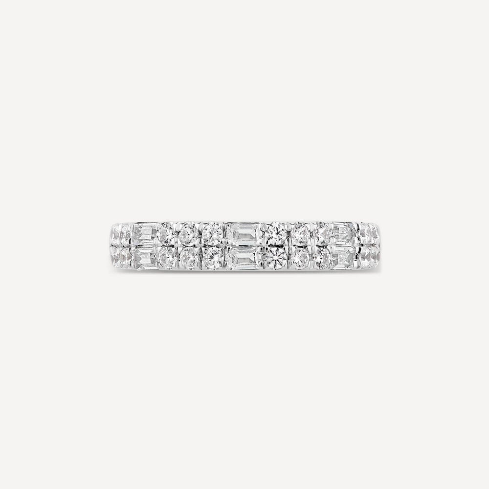 18ct White Gold Orchid Setting Double Row 0.50ct Bag Brill Diamond Wedding Ring image number 1