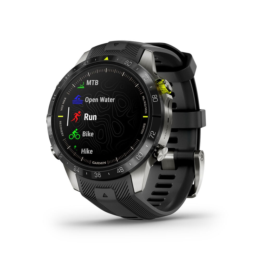 Garmin MARQ&reg; Athlete (Gen 2) 46mm Titanium Case Black Bezel Rubber Strap Watch