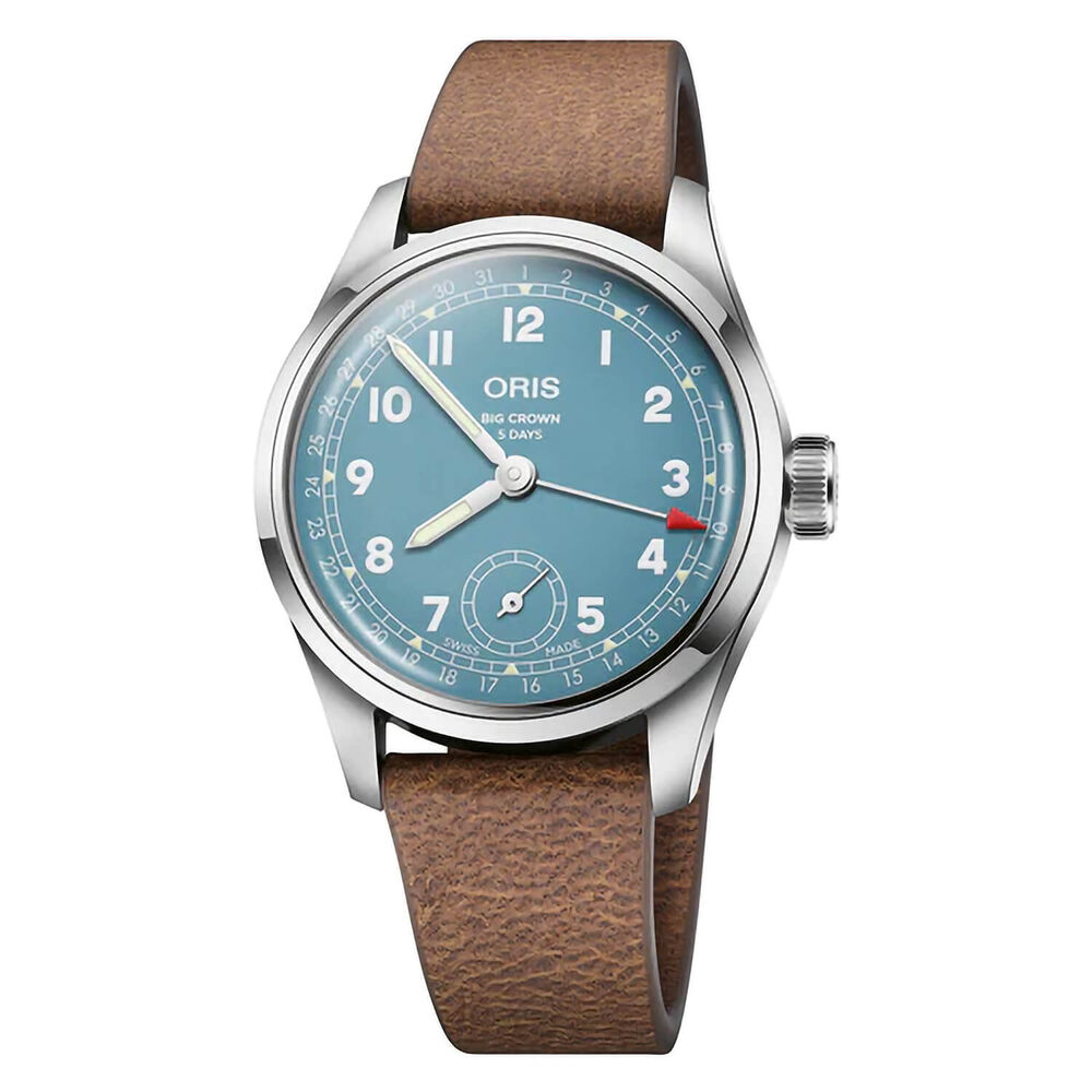 ORIS Big Crown Pointer 38mm Blue Dial Brown Strap Watch