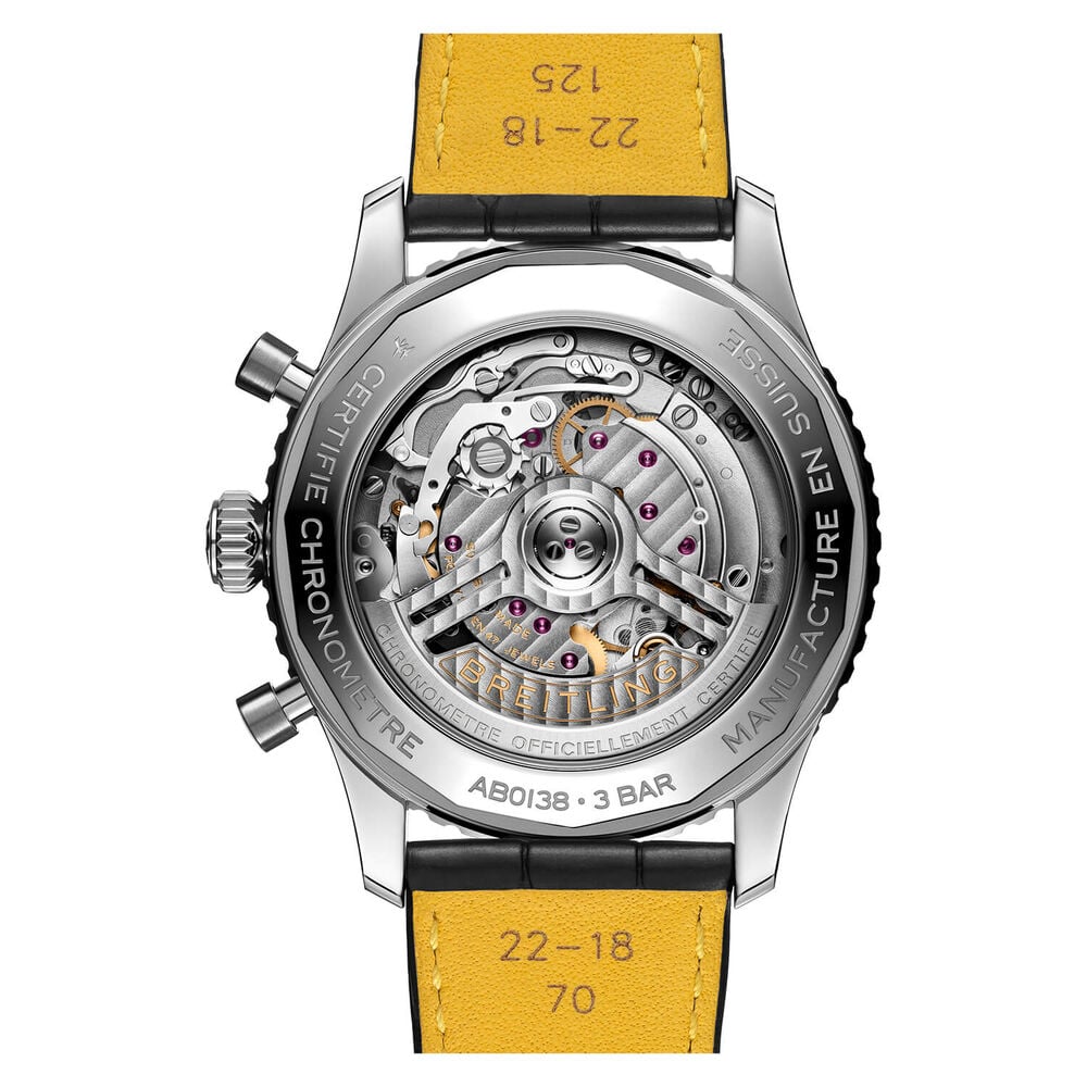 Breitling Navitimer B01 Chronograph 43 Silver Dial Black Details Black Strap Watch