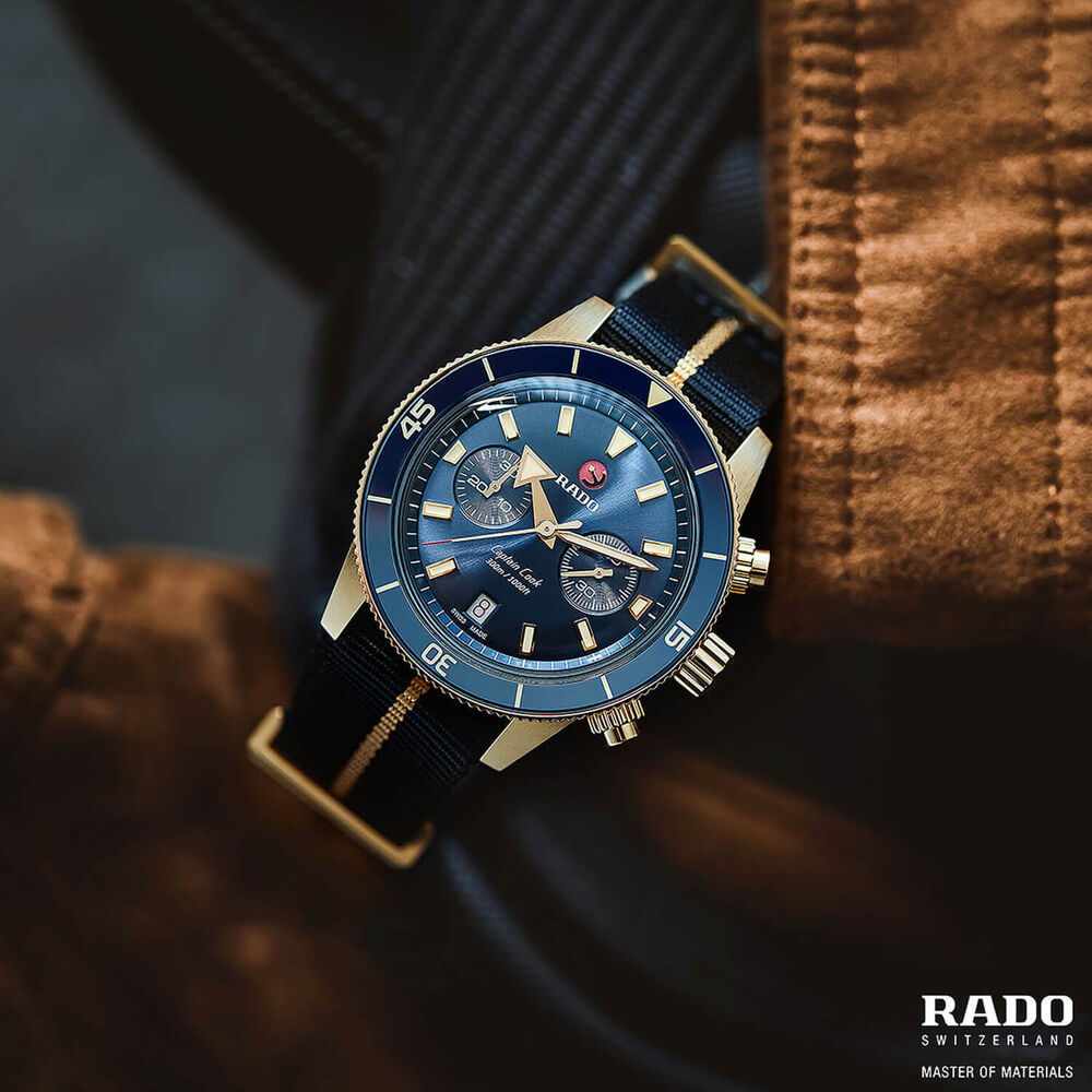 Rado Captain Cook Chronograph 43mm Blue Dial Strap Watch image number 3