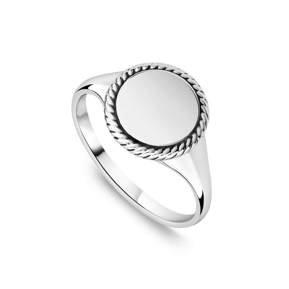 Sterling Silver Oval Rope Edge Signet Ring