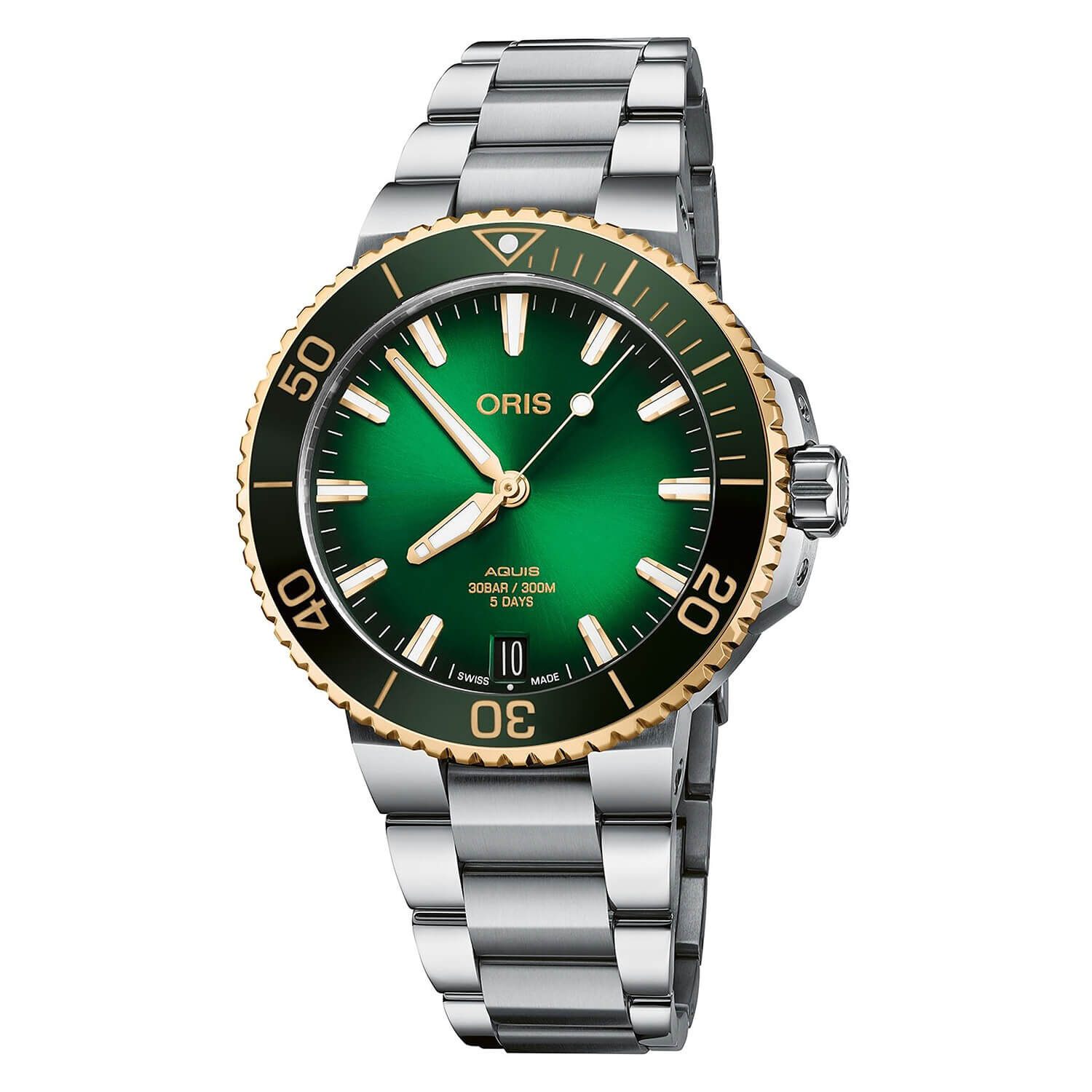 Oris Aquis 41.5mm Green Dial Bracelet Watch at Fraser Hart