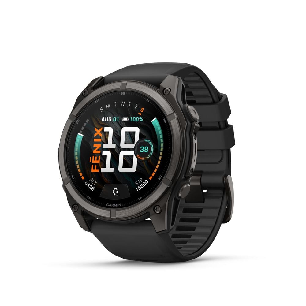 Garmin fenix 9 51mm Carbon Grey DLC Titanium Black Silicone Strap Watch
