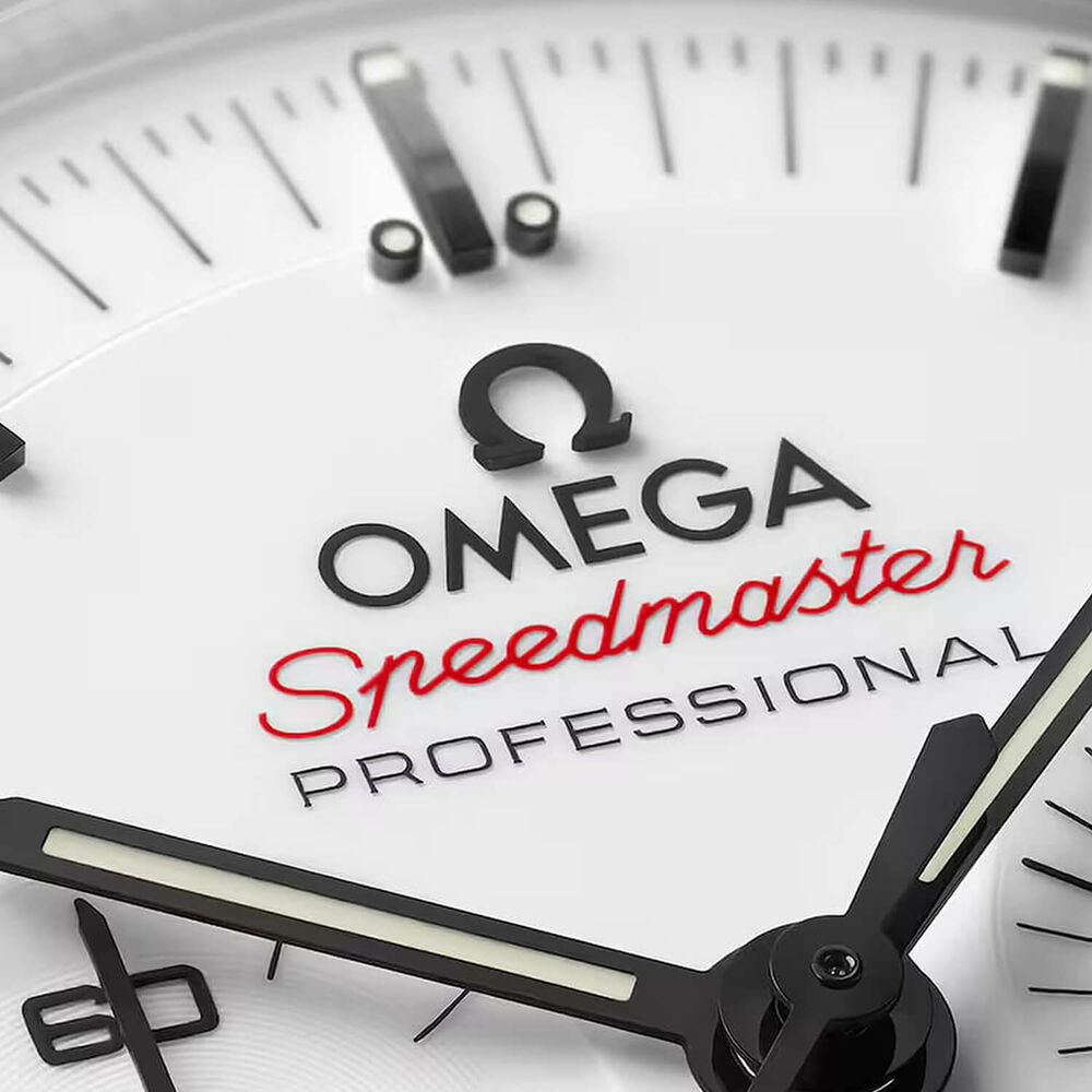 OMEGA Speedmaster Moonwatch Professional 42mm White Dial Black Leather Strap Watch image number 4