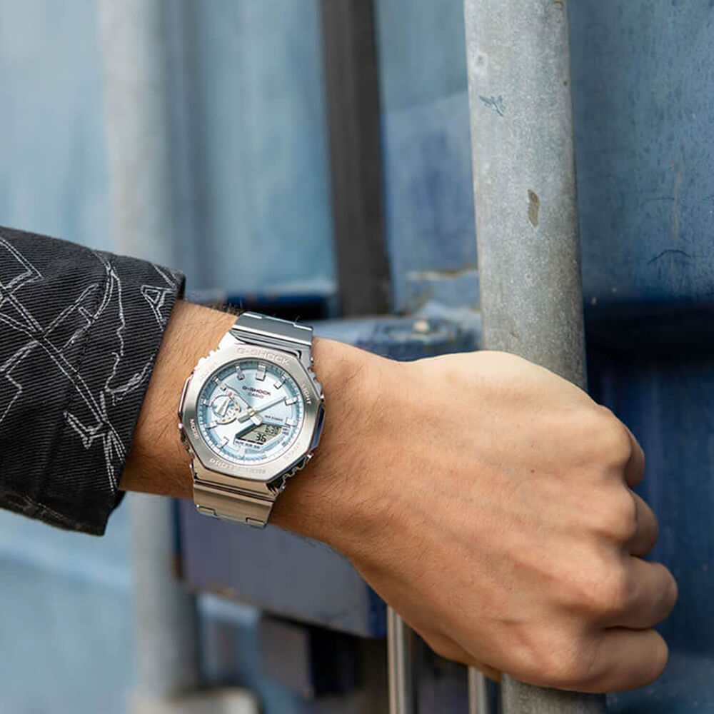 G-SHOCK G-STEEL 49.3mm Ice Blue Dial Stainless Steel Bracelet Watch image number 1