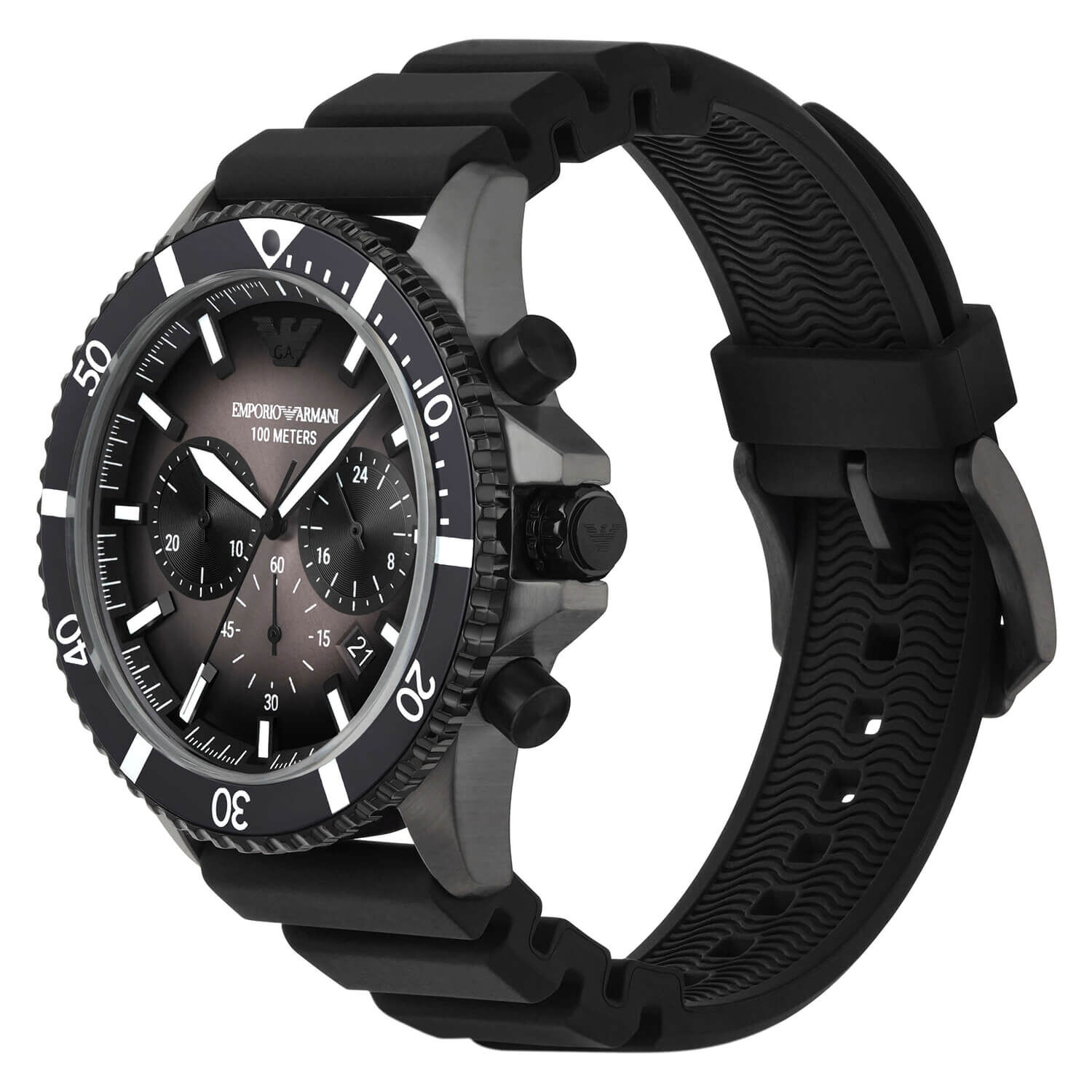 Armani black rubber strap watch outlet