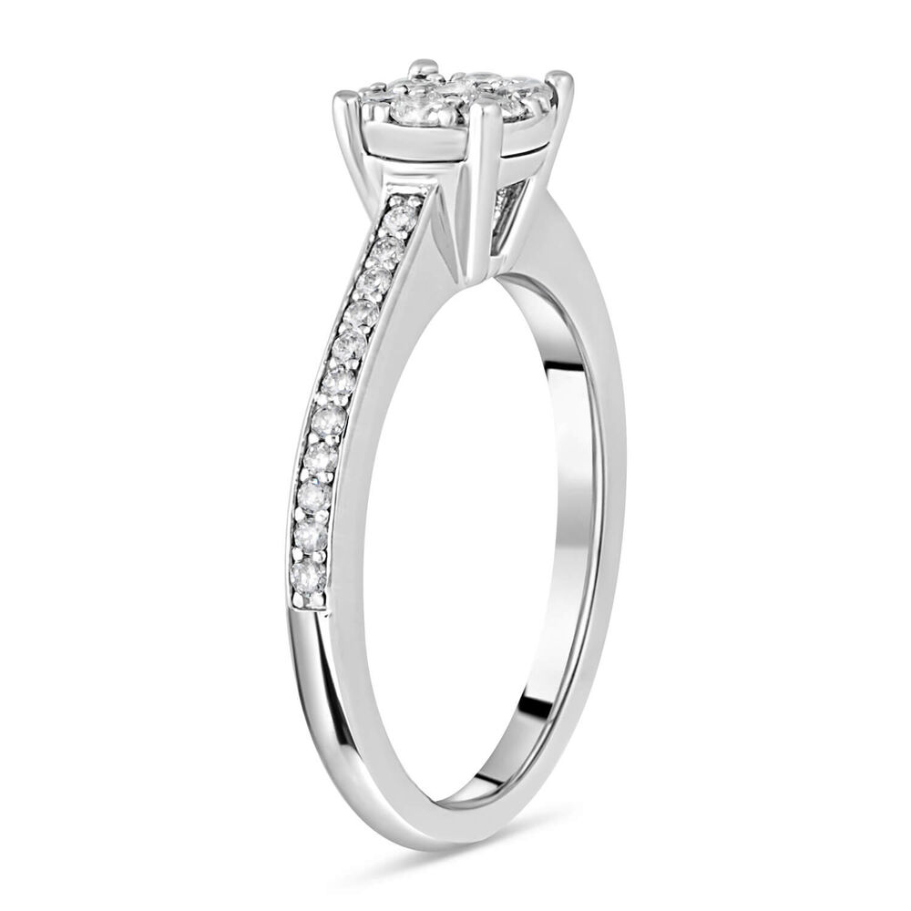 Ladies 9ct White Gold Blossom Diamond Engagement Ring image number 3