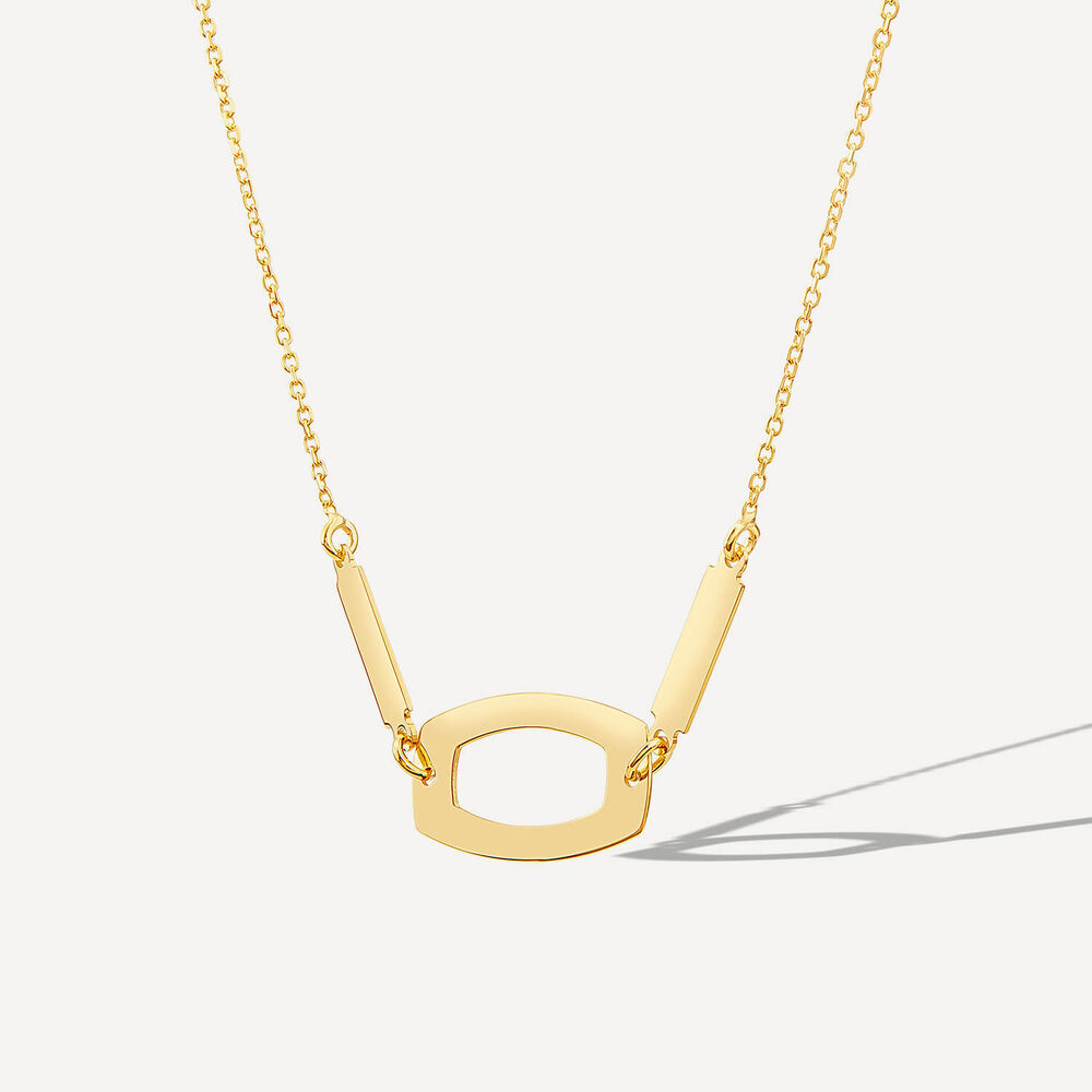 9ct Yellow Gold Polished Open Oval & Bar Chain Necklet image number 1