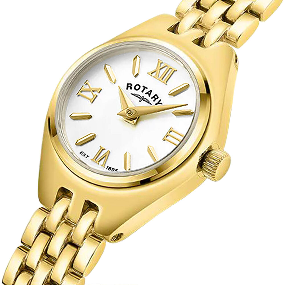 Rotary Cocktail 20mm White Dial Gold Plated Stainless Steel Bracelet Watch