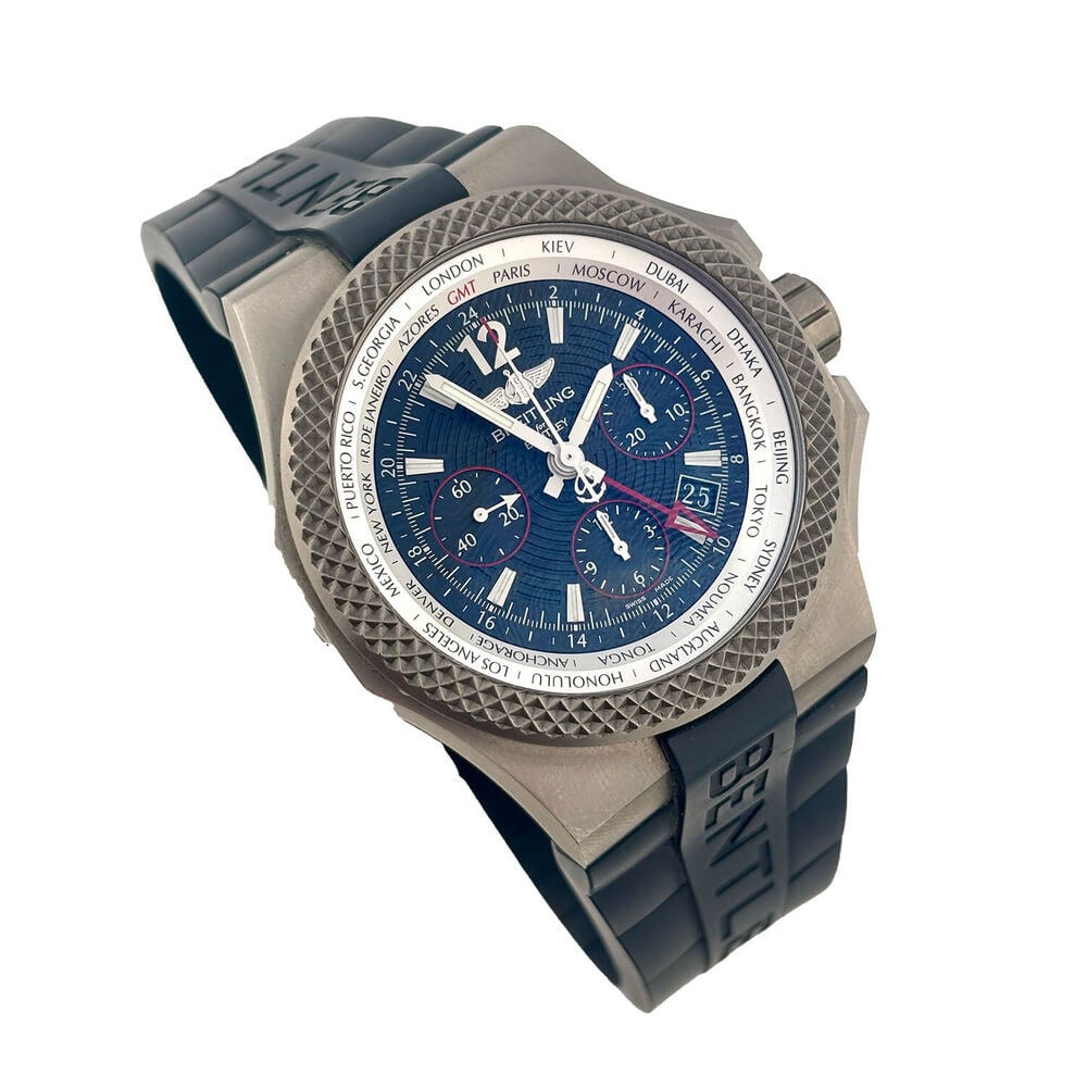 Pre-Owned Breitling Bentley GMT Light Body 45mm Black Dial Rubber Strap Watch image number 1