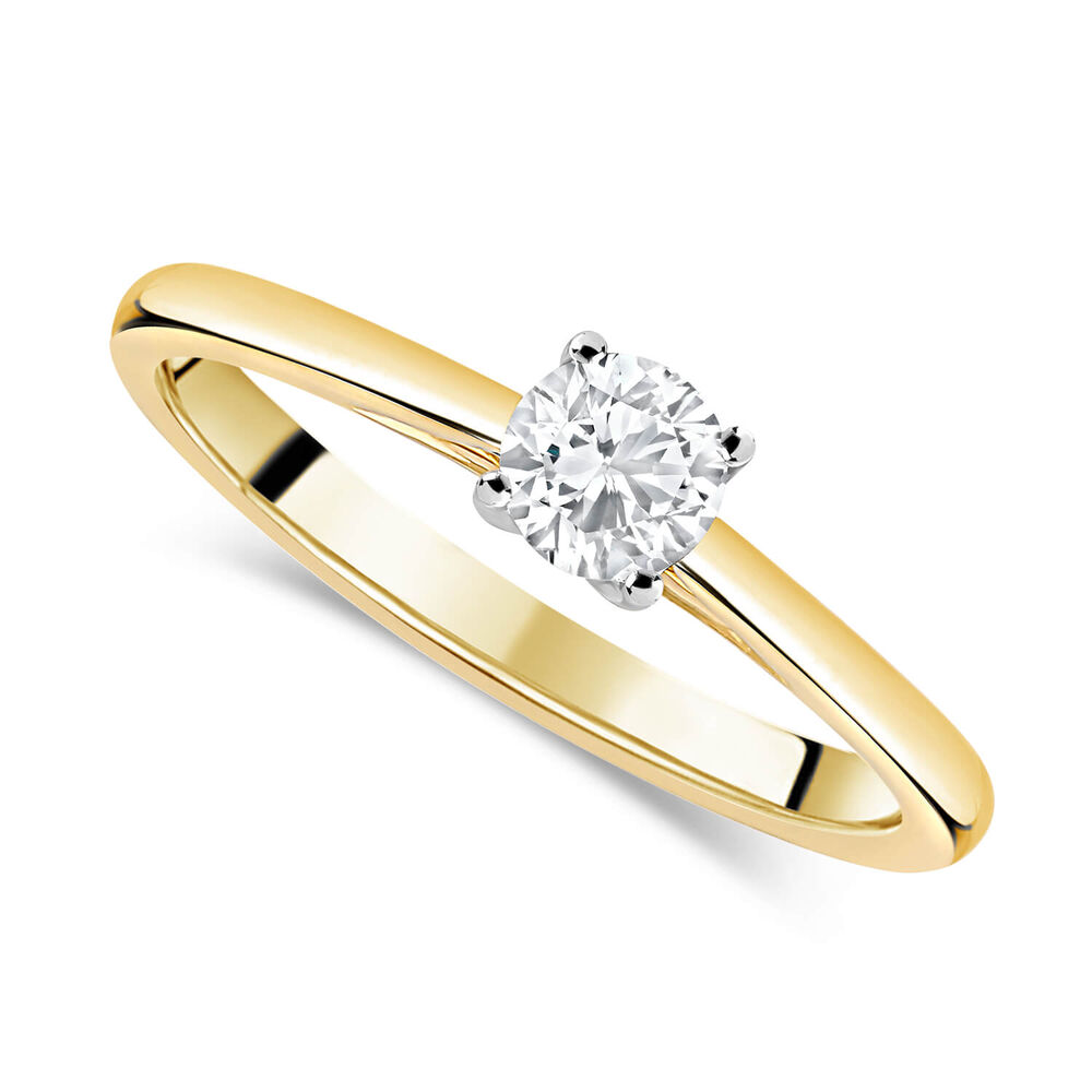 18ct Yellow Gold 0.33ct Round Diamond Tulip Setting Ring image number 0