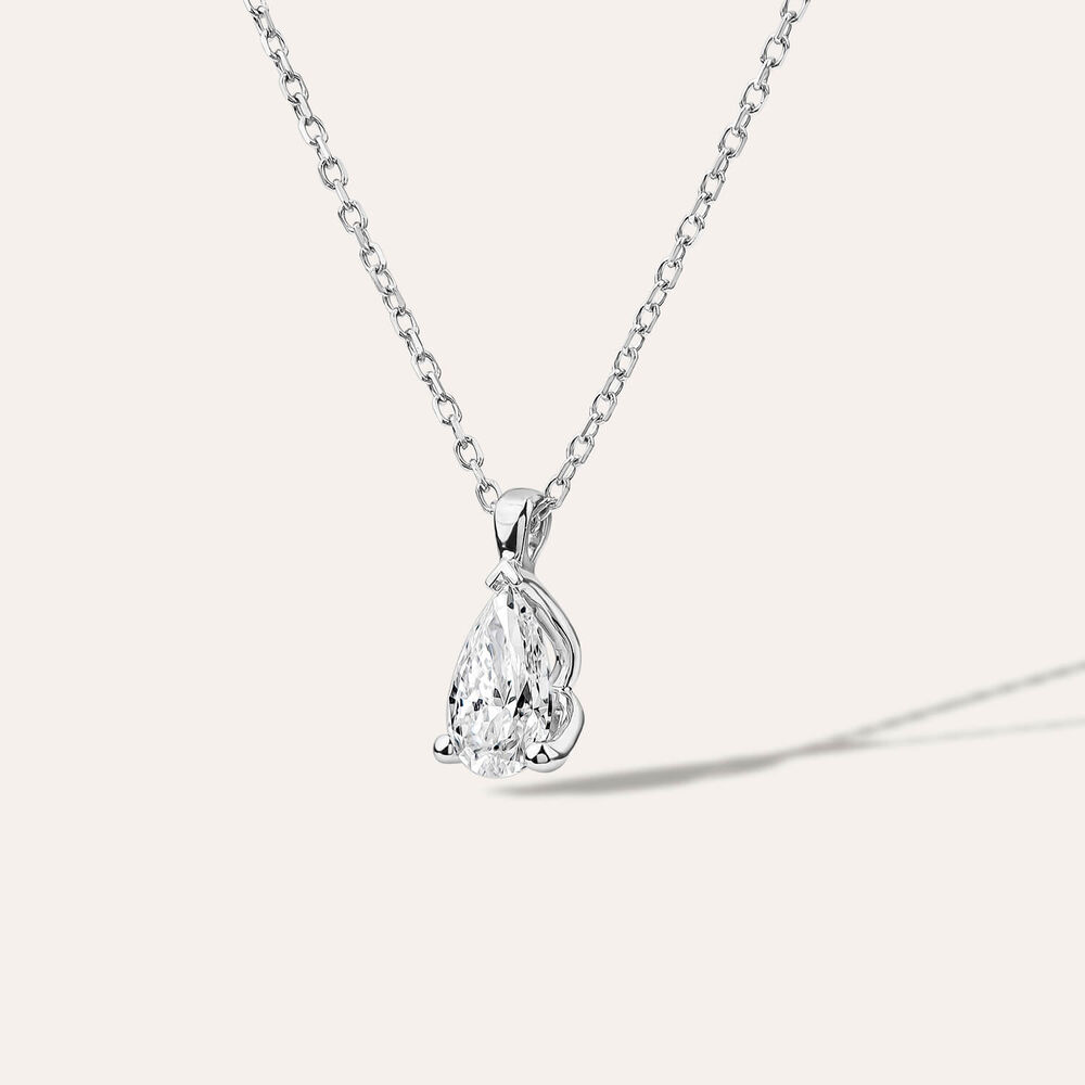 Born 9ct White Gold 0.50ct Lab Grown Pear Diamond Pendant