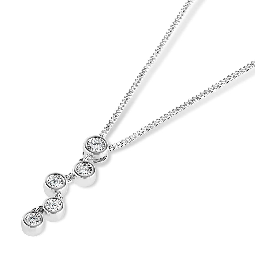 9ct White Gold 0.10ct Diamond Bubbles Pendant image number 1